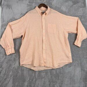 Brooks Brothers Dress Shirt Mens 2XL Orange 100% Irish Linen "The Original Polo"